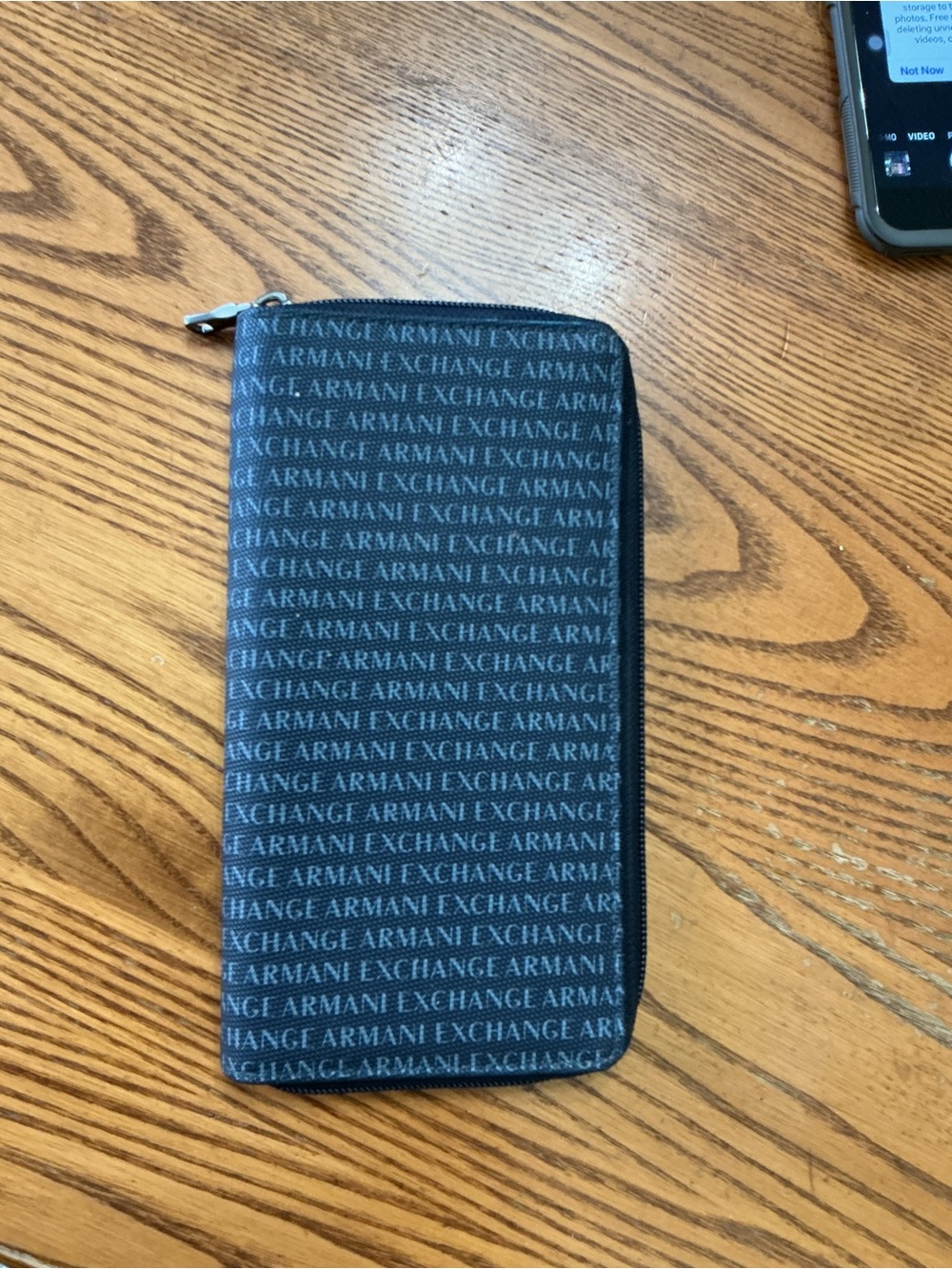 Armani Exchange Black Logo Zip Phone Wallet Case